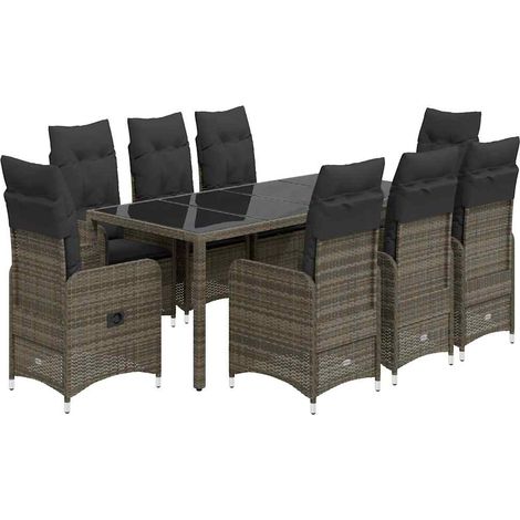 Maison Exclusive - Mesita y sillas jardín 9 piezas y cojines ratá (1/5)