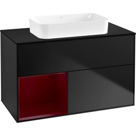 V&B Waschtischunterschrank Wandbeleuchtung Finion 100x60,3 cm, Reg li Peo, bla m lacquer (1/2)