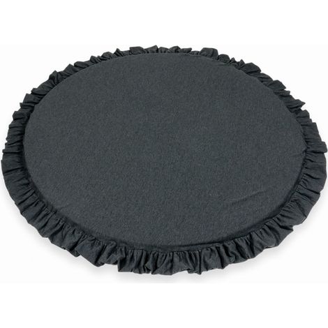 Alfombra de juego redonda para niños de 100 cm con volantes, color grafito