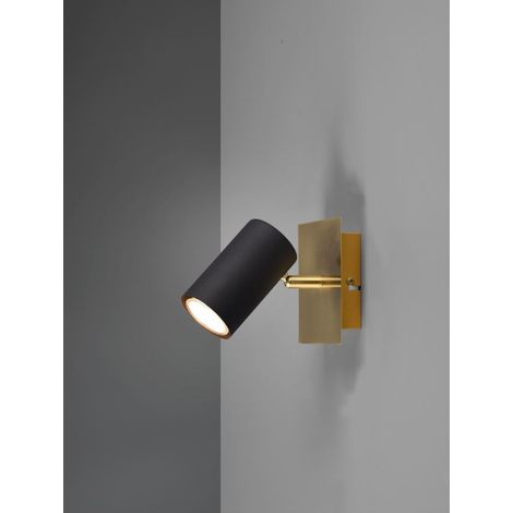 Foco Marley Base Dorada Con Iluminación Trio Foco Cilíndrico Negro Orientable (1/5)