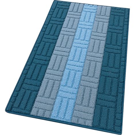 Tapis de Cuisine Tissage 3D Bordé Absorbant Antidérapant En Différentes Tailles Bleu - 50x100 cm