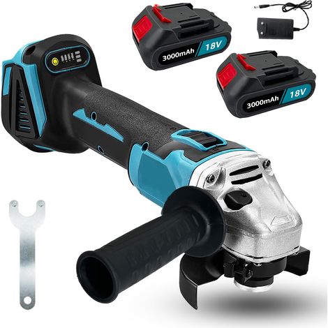 Smerigliatrici,Robusto, 125mm, Smerigliatrice angolare senza spazzole senza fili+ 2x 3.0Ah Batteria agli ioni di litio + Caricabatterie,Compatibile con la batteria Makita