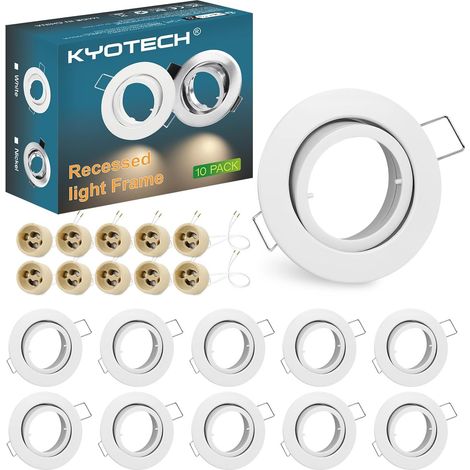 lot de 6 cadres pour spots à encastrer orientables Aluminium brossé,livré avec douilles GU10,Cadre de Montage encastré Pour lampes halogènes GU10 MR16 led module