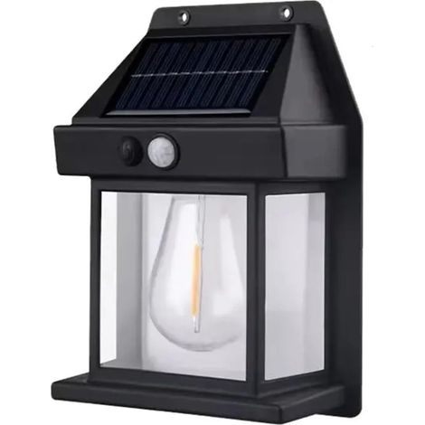 Lampe Solaire en tungstène avec détecteur de Mouvement, Applique Murale Intelligente, 3 Modes d'éclairage, étanche, luminaire décoratif for Jardin et Cour (1/5)