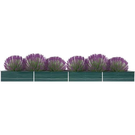 Lit surélevé de jardin-Jardinière surélevée-Bac de jardin surélevé Acier galvanisé 600x80x45 cm Vert (1/5)