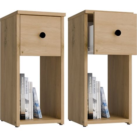 Tomi 25 1S - Mesita de noche - 1 cajón, 1 estante - 25x55x30 cm - Roble artisan (1/5)