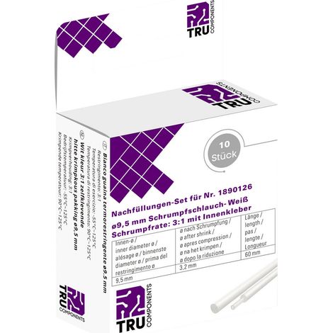 TRU COMPONENTS T1807CA007G Schrumpfschlauch mit Kleber Weiß 9.50 mm 3.10 mm Schrumpfrate:2:1 10 St. (1/2)