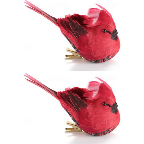Weihnachtsdekoration mit roten, künstlichen Federn für drinnen und draußen, Paradiesvogel-Ornament für Garten/Hof, Weihnachtsdekoration mit rot gekleideter Gottesdienstleiterin (HN-TF22212A) (1/2)