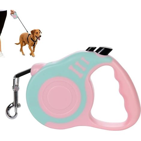 Laisses Rétractables Chiens Longueur 5M Animaux Bleu Rose (1/2)