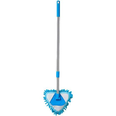 Balai de nettoyage triangulaire rotatif à 180° avec manche long (1/5)