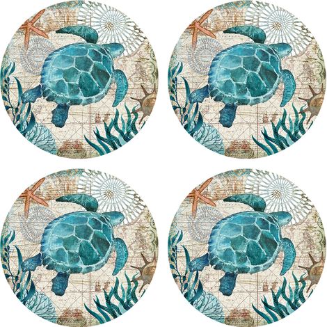 Dessous de verre modernes en céramique effet marbre, ventouses avec support, ensemble de dessous de verre en céramique à motif marbre bleu avec base en liège, décoration pour la cuisine, le bar ou le 