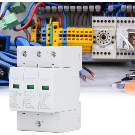 Parafoudre SNYE-80 T2 pour la surveillance domestique, boîtier/armoire de distribution 80 kA, protection de niveau 2, triphasé 385 V (1/5)