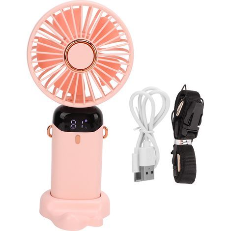 Nackenventilator mit 5 Geschwindigkeitsstufen, starker Luftstrom, LED-Akkustandsanzeige, freihändige Bedienung, USB-aufladbar, für Büro, Reisen und Zuhause (1/5)