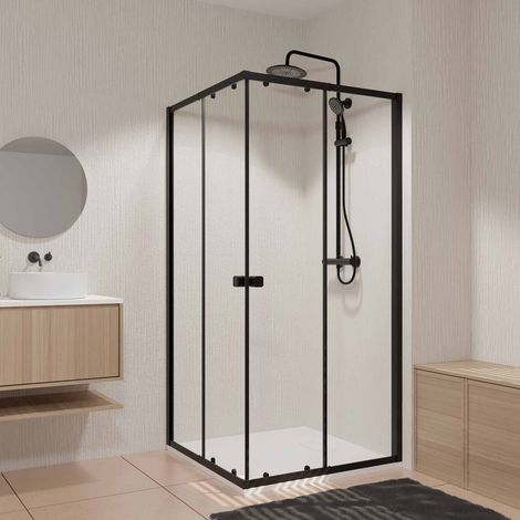 Set di Porte Doccia Scorrevoli Estensibili Nero 80/90x185 cm - BLACK SLIDE 80-90