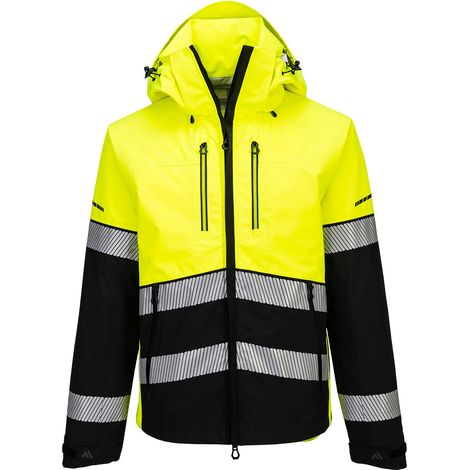 Giacca impermeabile con cappuccio Imper-respirante Hv Ev4 (3l) - Taglia XXXL - Giallo/nero - Portwest