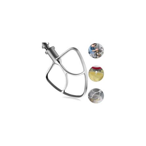 Batteur Plat en Acier Inoxydable 4.5-5qt -Fouet pour Kitchenaid Robot Pâtissier Convient aux Mixeurs K45SS KSM75 Heavy Duty et aux Lave-Vaisselle (1/4)