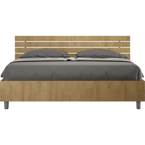 Letto Matrimoniale 160x190 cm Senza Rete Testata Doghe Dritta Ankel Quercia (1/5)