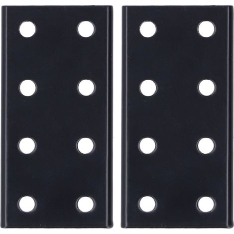 2Plaques de jonction en aluminium noir 8 trous, rectangle 2 pièces pour assemblage table lit (1/5)