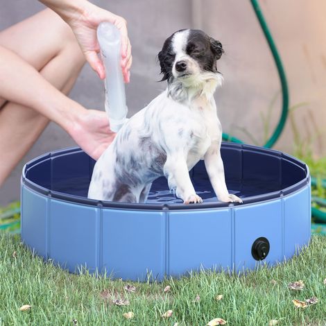 Piscine pour bassin chien PVC pliable anti-glissant facile à nettoyer diamètre 80 hauteur 20 cm bleu