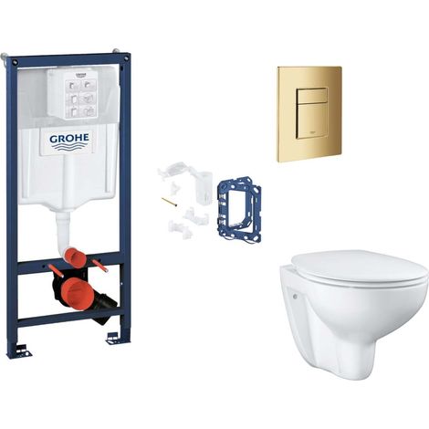 Grohe Rapid SL - Set bâti-support, cuvette, abattant SoftClose et plaque de déclenchement Skate Cosmopolitan et kit pour insertion de tablette, Cool Sunrise SANI11BB4154 (1/5)