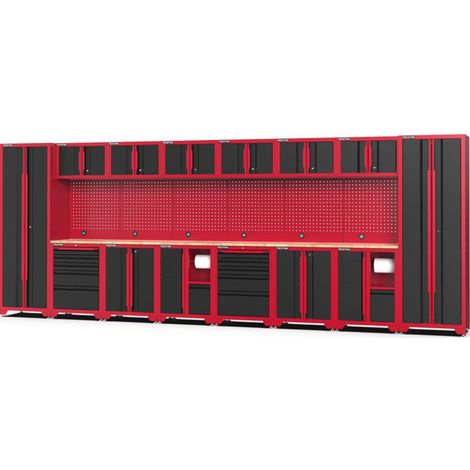Feistos Werkstatteinrichtung "Juno 13", schwarz/rot, 528 x 46 x 198 cm (B x T x H), 2 Hochschränke (1/5)
