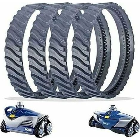 pair 4 Chenilles de Remplacement Noir Nettoyeur Piscine Pneu Piste Roue R0526100 Compatible avec Zodiac Baracuda MX6/MX8 Nettoyage de Piscine Creusée (1/4)
