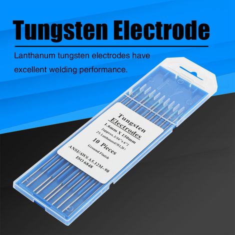 Paquet de 10 électrodes de soudage TIG professionnelles en tungstène WL20, dopées à 2,0 % de lanthane (1,6 mm 150 mm) (1/5)
