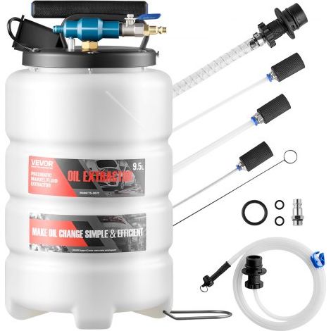 Bomba de Líquido de Transmisión Manual y Neumática Capacidad de 9,5 L, Bomba Extractora de Aceite, con Manguera 150 cm Tubos de Extensión Tanque PE, Cambio de Aceite para Coches Barcos Motos (1/5)