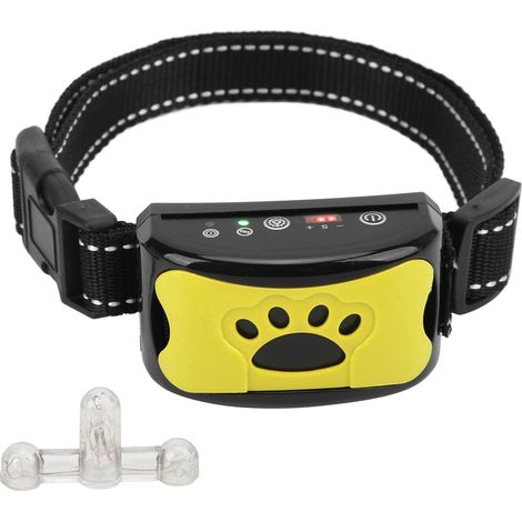 Collier anti-aboiement pour chien rechargeable par USB, étanche, à vibration réglable et à reconnaissance intelligente, jaune citron. (1/5)