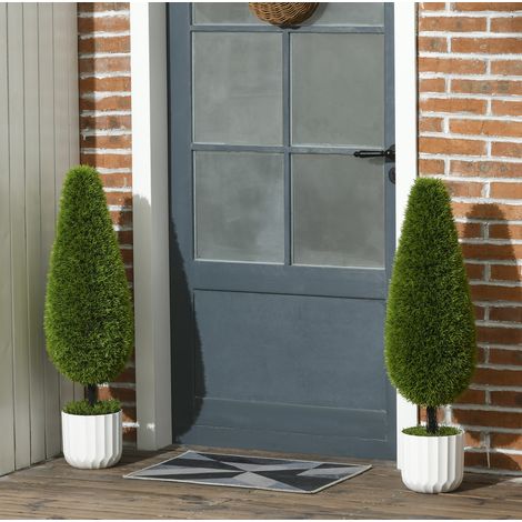 CHICFURN Set de 2 cipreses artificiales de 90 cm de plástico verde para interior y exterior (1/5)