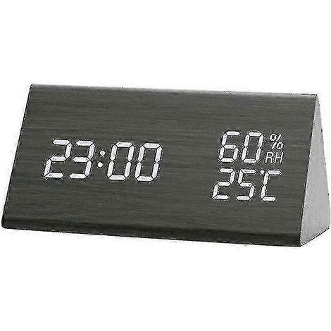 Réveil numérique, horloge de bureau avec affichage LED nocturne, affichage de la date et commande vocale, 1 unité, noir. (1/5)