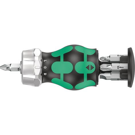 Wera 05008885001 Kraftform Kompakt Stubby Magazin RA 3, Giravite a cricchetto Stubby con caricatore di bit, 6 pezzi (1/5)