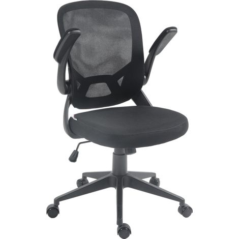 Sedia Poltrona Operativa da Ufficio 59x58x96-106 cm con Braccioli Ribaltabili e Tessuto a Rete Nero (1/5)