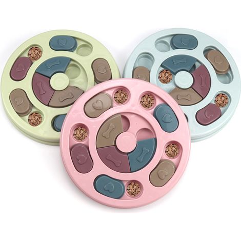 Jeu de puzzle interactif en 3 pièces pour chiots et chats, stimulation du QI et soulagement de l'anxiété, jouets pour animaux de compagnie pour réduire l'ennui (rose + bleu + vert) (1/5)