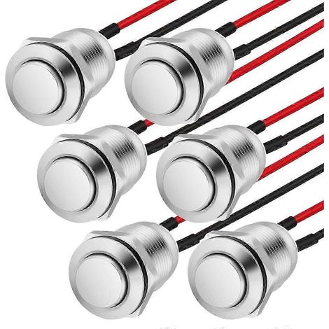 Lot de 6 pressostats, pressostat momentané 12 mm, bouton métallique étanche, pression saillante, édition 527 (1/5)