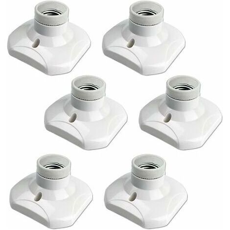 Douille Plafond E27 à Visser, Douille E27 Garage, AC 220 240V, Support Douille pour Ampoule LED, Base Plafonnier Culot E27, Base de Lampe Plastique Blanche pour Lampe au Mur, lot de 6 (1/5)
