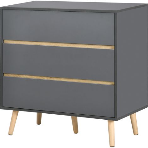 Commode 3 tiroirs meuble de rangement sans poignée design scandinave 80 x 40 x 80 cm gris