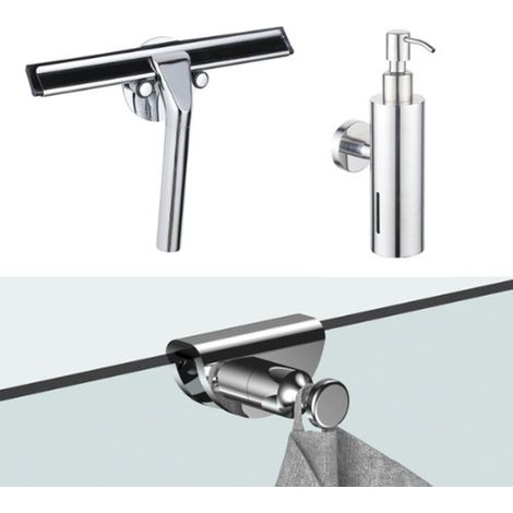 FugaFlow Eccelente Acces ensemble d'accessoires - raclette à vitre - distributeur de savon - crochet porte-serviette - chrome (1/4)