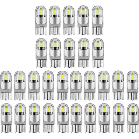 Packung mit 30 weißen 6000K Canbus T10 168 194 W5W LED-Lampen für Innenraumbeleuchtung, Kennzeichenbeleuchtung und Seitenmarkierungsleuchten