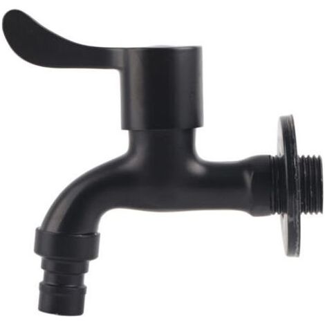Robinet d'eau de jardin à montage mural noir en acier inoxydable 304, adapté pour salle de bain et machine à laver (1/4)