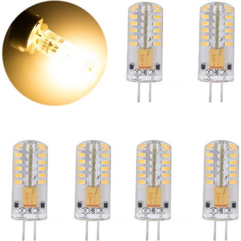 6 ampoules LED G4, ampoules à culot JC à double broche, ampoules de remplacement pour ampoules halogènes T3 3W AC/DC 12V, blanc chaud. (1/5)