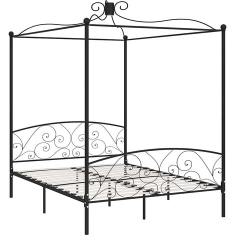 Maison Exclusive - Letto a Baldacchino Nero in Metallo 160x200 cm (1/5)