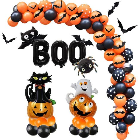 Ensemble de décorations gonflables pour fête d'Halloween, ballons à suspendre pour la décoration de bar ou de maison, accessoire et décoration pour fête d'anniversaire (Ballons-A) (1/5)
