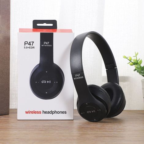 Casque Bluetooth Sport Pliable avec Basses Puissantes, Écouteurs Ergonomiques sans Fil pour Étudiants et Adultes, Bureau Maison École Noir (1/5)