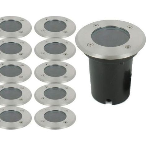 Juego de 10 focos empotrables de suelo CANYON INOX 304 GU10 IP67 (1/5)