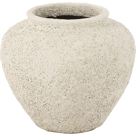 Pot Antique Rond en Ciment "Mack" 60cm Blanc (1/2)