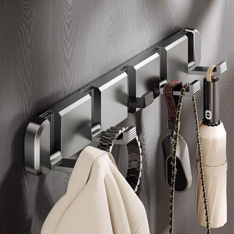 Porte-manteau mural moderne, crochets pliables, crochets muraux autocollants, crochets muraux pliables (gris). (1/5)