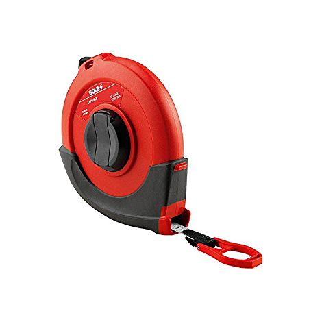 Sola, modelo SO50080601, Cinta métrica profesional de acero con cápsula Explorer, 50 metros x 13 mm, ideal para mediciones en construcción y topografía.