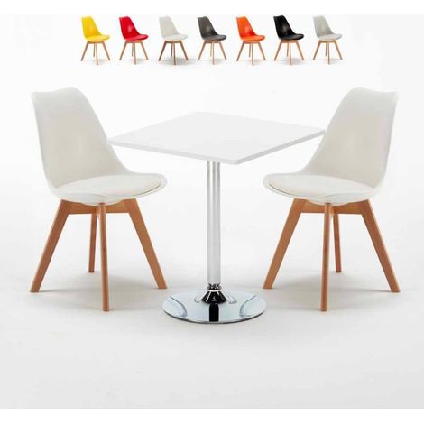 Weiß Quadratisch Tisch und 2 Stühle Farbiges Polypropylen-Innenmastenset Nordica Cocktail - Weiß (1/5)