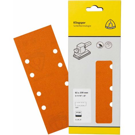 5 Stk. Schleifstreifen PL 31 B 93 x 230 mm Lochform GL9 Korn 40 Klingspor (1/2)